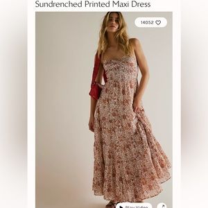 Free people sundrenched printed maxi ivory sundress